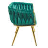 ELEGANCKA SOFA DO SALONU LUB GABINETU ROSE ZIELONY VELVET ZŁOTE METALOWE NOGI - BOK